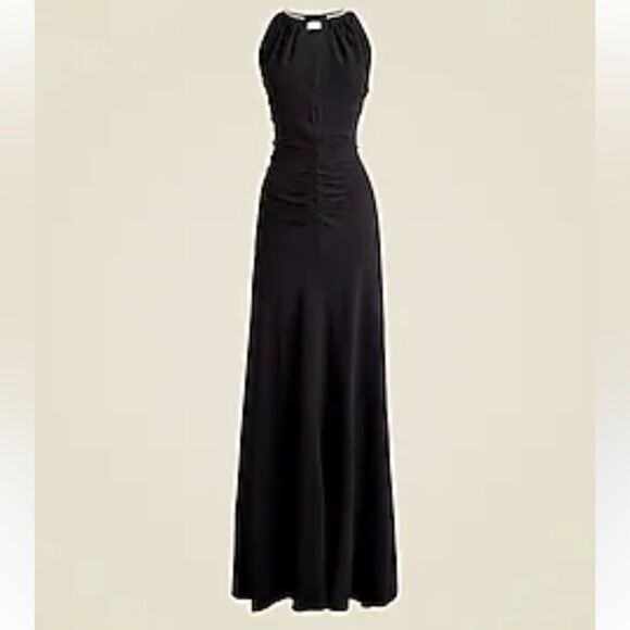 J Crew Collection Dress 4 Embellished Ruched Gown Black Holiday Party - Picture 2 of 9